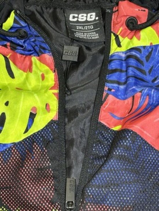 CSG Men Jacket Size 2XL Floral Wind Breaker Zip Front - Picture 6 of 8